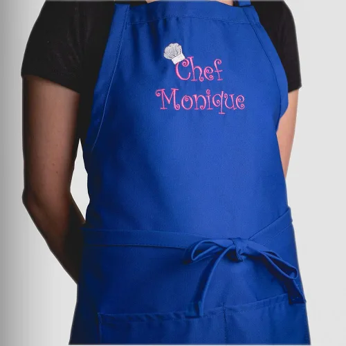 Vista 6 de Delantal y sombrero bordados personalizados para adultos, hechos en los Estados Unidos, para hombres, mujeres, día del padre, cocina, barbacoa