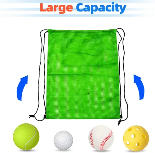 Vista 100 de GSE Games & Sports Expert Bolsa de malla con cordón para béisbol, pelotas de pickleball, pelotas de golf, gimnasio, equipo de natación, lavandería
