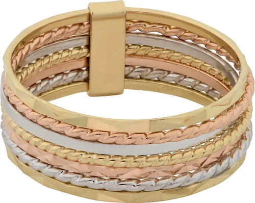 Vista 2 de Kooljewelry Anillo de oro tricolor de 14 k de 0264in de siete días de pila