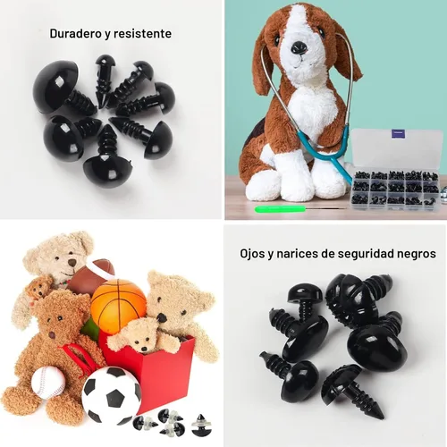 Vista 6 de Yexixsr 566 ojos de seguridad para Amigurumi, varios tamaños de ojos y narices de seguridad con arandelas, para oso de peluche, muñeco de peluche