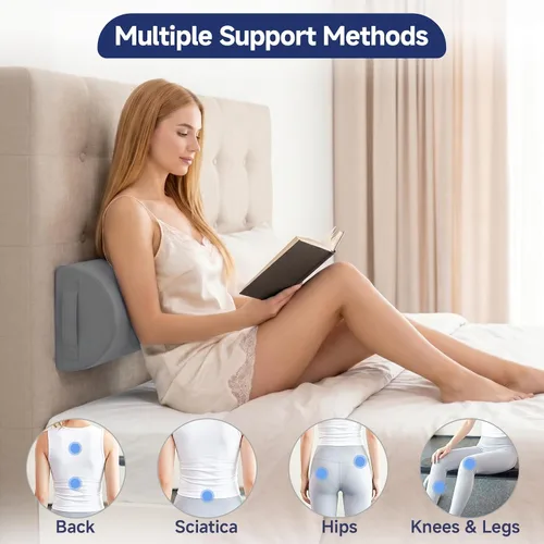 Vista 3 de Knee Pillow for Back Sleeping, Cooling Cover Bolster Pillow for Legs, Memory Foam Under Knee Pillow for Sleeping on Back, Half Moon Design for Foot