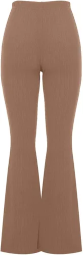 Vista 4 de Pantalones de yoga acampanados de cintura alta para mujer, estilo casual, pierna ancha, punto acanalado, pantalones de descanso, corte de bota