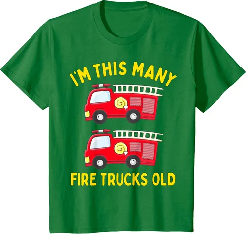 Vista 3 de Camiseta de bomberos para niños de 2º cumpleaños para niños y niñas, Negro, Kids 2