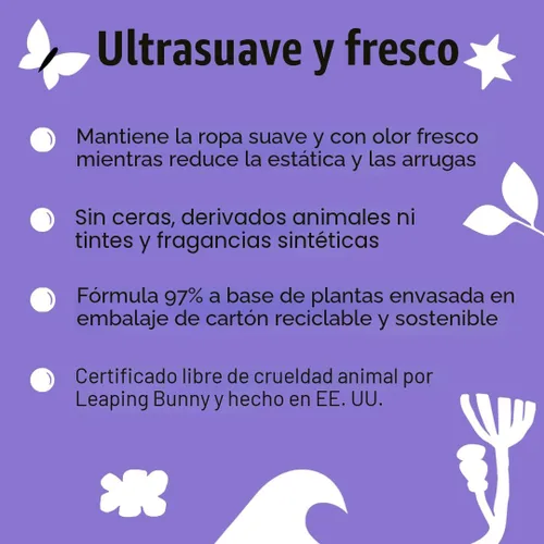 Vista 2 de Hojas suavizantes de secadora para piel sensible de Molly's Suds Reductor de estática a base de plantas, envase sin plástico Lavanda (120 hojas)