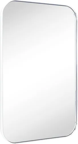 Vista 11 de Espejo de pared rectangular redondeado de níquel cepillado de 22 x 30 pulgadas, espejo de pared rectangular con marco de metal de acero inoxidable