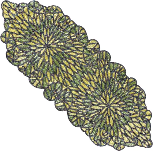 Vista 21 de CLEENTABLE Camino de mesa decorativo con cuentas de 36 pulgadas, diseño floral hecho a mano con respaldo de poliéster duradero para comedor, mesa