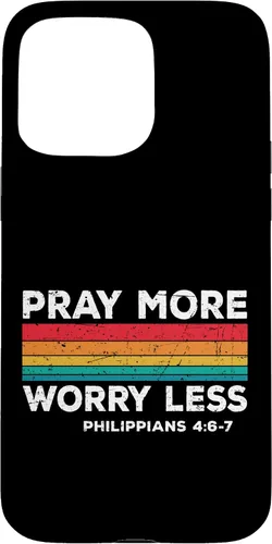 Vista 28 de iPhone 16 Faith Christians God Jesus Pray more worry less Case