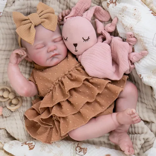 Vista 2 de Aori - Muñecas bebés Reborn realistas - Muñeca recién nacida durmiente de 20 pulgadas, niña realista con set de alimentación y atuendo - Cuerpo