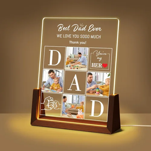 Vista 12 de Regalos de cumpleaños personalizados para el día del padre, para papá, de hija, hijo, esposa, marco de fotos con placa acrílica personalizada