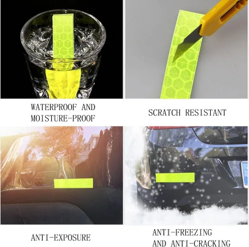 Vista 8 de 8 rollos de cinta reflectante de alta visibilidad de 8 colores, calcomanías de seguridad autoadhesivas impermeables para visibilidad nocturna al