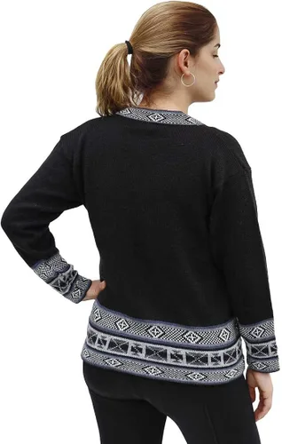 Vista 2 de Alpaca - Suéter de lana para mujer, diseño andino