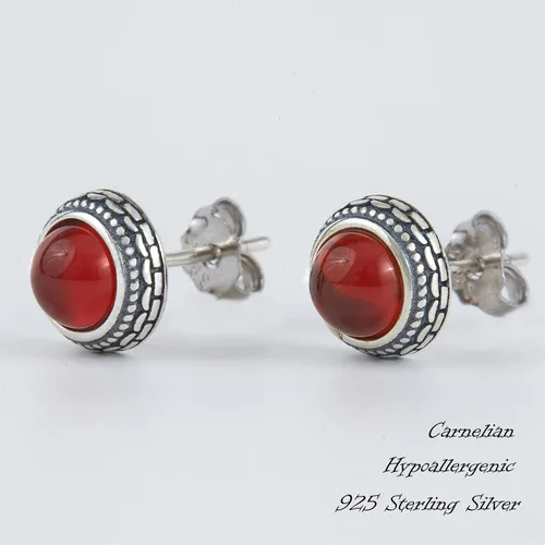 Vista 79 de Aretes de plata de ley con piedra natal de cristal real, joyería para mujer, moda occidental 925, envejecida, bohemia, hecha a mano, el mejor regalo
