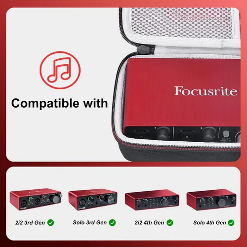 Vista 2 de LTGEM - Funda para interfaz de audio USB Focusrite Scarlett 2i2/Solo de 4ª generación Hard EVA Shell, Water-Resistant, Shock Protection