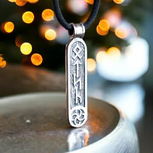 Vista 8 de Viking Rune Formula Pendant Necklace for Men Women - 925 Sterling Silver - Norse Nordic Celtic Jewelry - Runes Protection Amulet - Matching