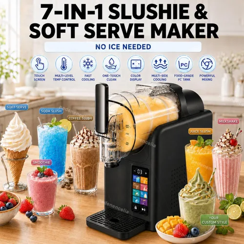 Vista 2 de Slushie Machine No Ice Needed, Screen Soft Serve Ice Cream & Slushy Maker, 68oz Self-Cleaning, 7 Preset Modes with Custom Texture Control – for Black