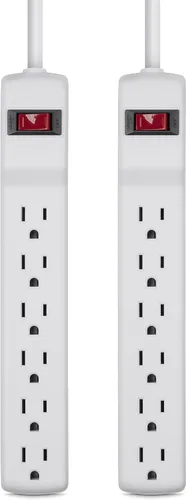 Vista 2 de Belkin Regleta protectora contra sobretensiones, 6 tomas de corriente alterna, cable de extensión de metal resistente de 2 pies de largo