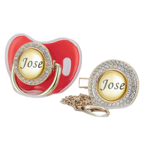 Vista 11 de Juego de Chupete y Clip con Nombre Personalizado Brillante – Chupete Personalizado para Baby Shower, Recuerdo de Recién Nacido para Fotos (Negro)