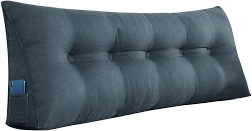 Vista 16 de Almohada triangular grande para cabecero de cuña de algodón suave y lino para sentarse en la cama, soporte de posicionamiento trasero, almohadas