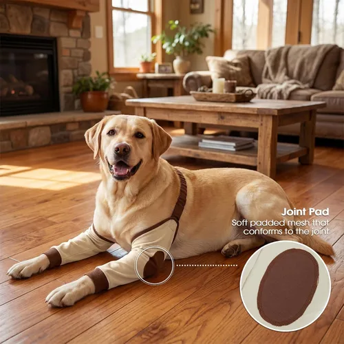 Vista 5 de DENTRUN Manga de pierna para cirugía de perro para patas delanteras, protector de rodilla para codo, manga para dejar de lamer, ajuste cómodo