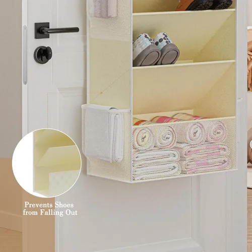 Vista 6 de Criusia Almacenamiento de zapatos, organizador de zapatos sobre la puerta, almacenamiento de zapatos colgante con grandes bolsillos profundos, se
