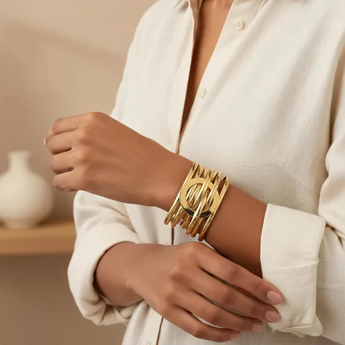 Vista 5 de Edoneery - Pulsera envolvente de cuero para mujer, brazalete de puño de múltiples capas hecho a mano estilo bohemio con cuentas de cristal