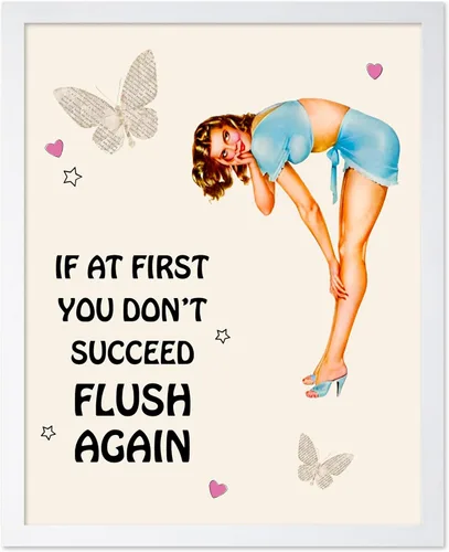 Vista 35 de Poster Master Pin Up Girl Poster - Better Late Than Ugly Print - Butterfly Art - Modern Art - Trendy Art - Gift for Men & Women - Funny Decor for