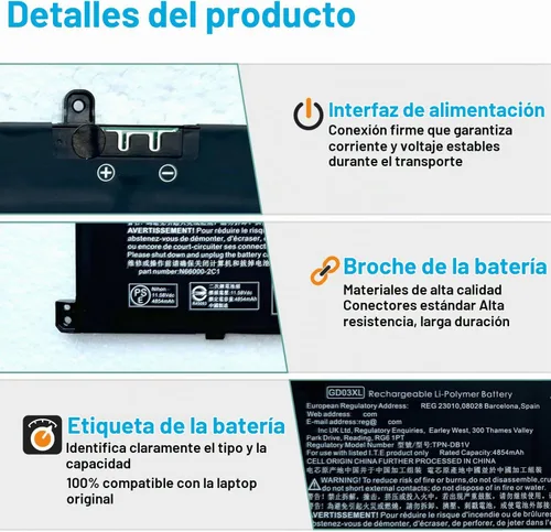 Vista 3 de GD03XL N66215-005 - Batería para portátil HP Envy x360 14 2 en 1