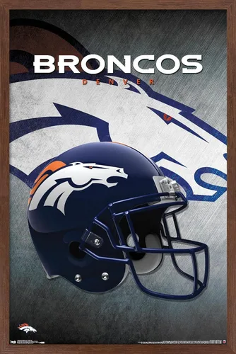 Vista 11 de Trends International NFL Denver Broncos - Póster de pared con casco 16, 14.725 x 22.375 pulgadas, versión enmarcada de madera de granero Versión