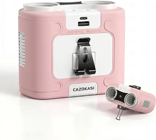 Vista 15 de CAZOKASI Ventilador personal con clip para la cintura, recargable, portátil, manos libres, para viajar, trabajar, al aire libre, oficina