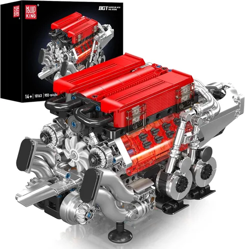 Vista 8 de Mould King 10131 W16 Juegos de Bloques de Construcción de Motor, Kit de Modelo de Motor V8 que Funciona, Construye tu Propio Motor Modelo STEM