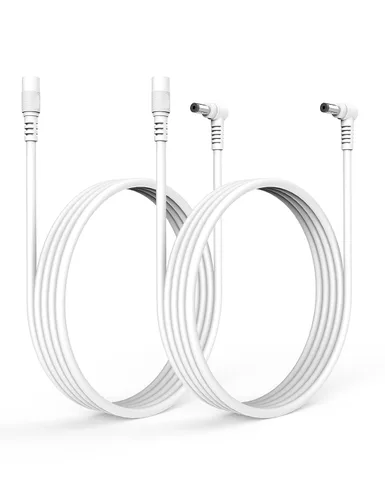 Vista 9 de Tonton Paquete de 2 cables de extensión de alimentación de CC de 3.3 ft, 3.3 pies, 0.217 in x 0.083 in, 90 grados de ángulo recto hembra a CC macho