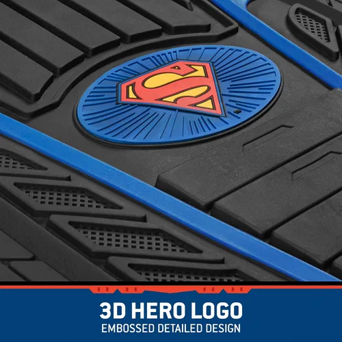 Vista 5 de BDK Warner Bros DC Comics Armored Superman Todo Tipo de Clima, Tapetes de Goma Resistente Universal para Coche, Agarre Antideslizante, 2 Piezas