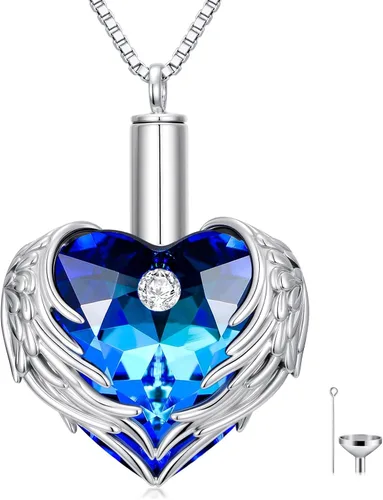 Vista 8 de WINNICACA 925 Sterling Silver Urn Necklaces for Ashes of Loved Ones A01-Tortuga marina-Oro blanco