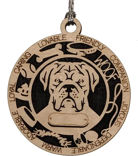 Vista 6 de Adorno de Navidad personalizado para perro Cavalier King Charles Spaniel, redondo de 3 pulgadas, madera cortada con láser de 2 capas, nombre y texto