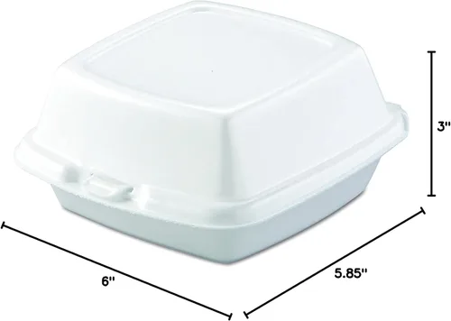 Vista 6 de Mr Miracle Recipientes de espuma de 6 x 6 pulgadas, contenedores desechables de espuma de poliestireno para alimentos, tapa con bisagras, 50