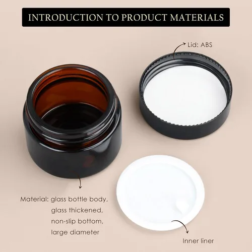 Vista 2 de Lil Ray - Tarros de crema de vidrio vacíos ámbar de 1 onza 12PCS Reusable Round Containers Jars for Facial Cream, Eye Cream with Black Lid, DIY