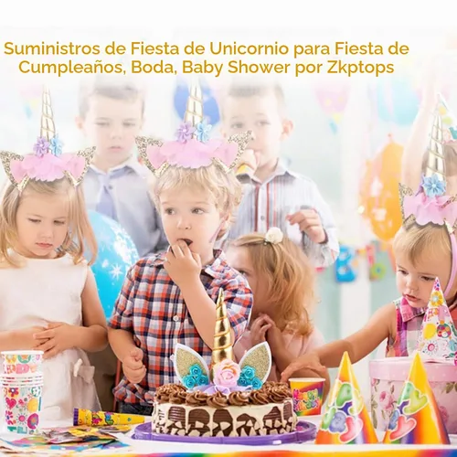 Vista 2 de Decoración de pastel de unicornio para niñas, decoración de cumpleaños de cuerno de unicornio dorado con pestañas, 5.8 pulgadas
