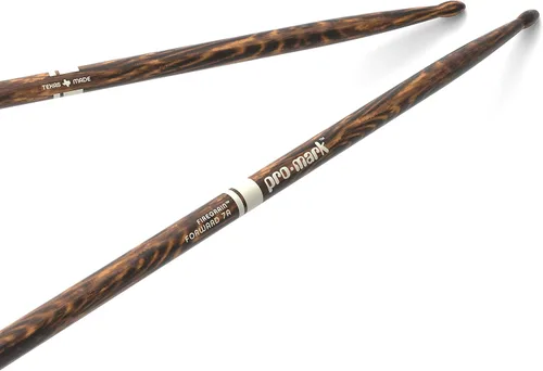 Vista 8 de ProMark Classic Forward 2B FireGrain Baquetas, baquetas con acabado lacado, TX2BW-FG, punta de madera ovalada, nogal, 1 par
