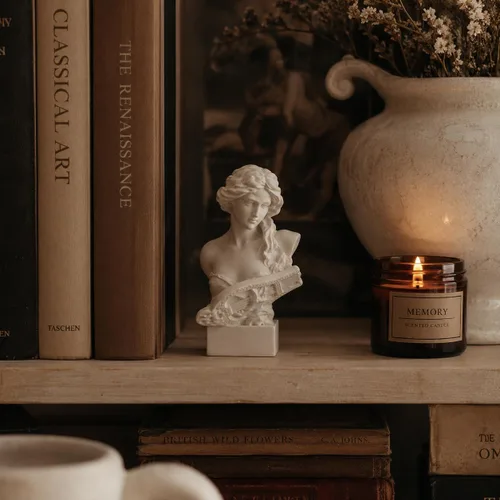 Vista 5 de Estatua de Busto de Resina de 2.95 Pulgadas Figurillas de Yeso Mini Escultura de Decoración del Hogar Blanca para Aficionados al Arte-Artemis