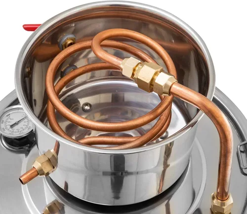 Vista 4 de Destilador de acero inoxidable, capacidad de 6 L (1.6 galones), kit completo con termómetro – para agua y vapor/destilación de aceites esenciales