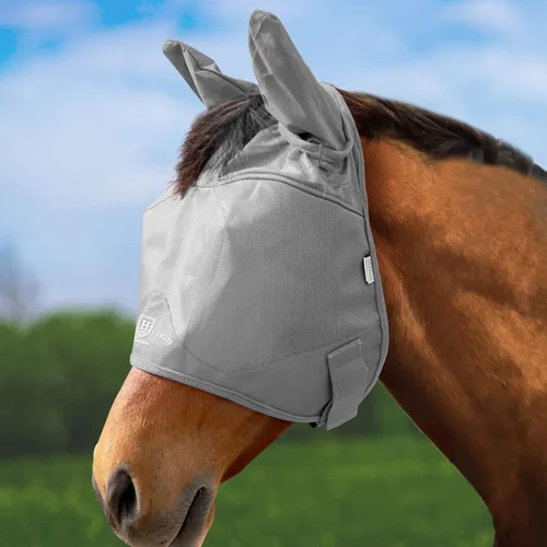 Vista 9 de Harrison Howard Máscara de media cara con protección UV y transpirable para uso equino, cómoda, gris, XS