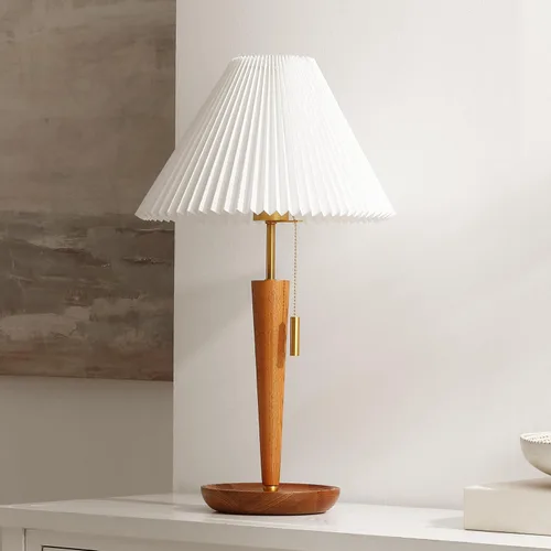 Vista 4 de SAFAVIEH Lighting Collection Ronny - Lámpara de mesa con acabado de madera (bombilla LED incluida)