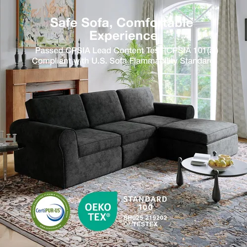 Vista 23 de Novilla Sofá modular de 108 pulgadas, sofás modulares modulares para sala de estar y dormitorio, funda extraíble de chenilla, sofá nube con soporte