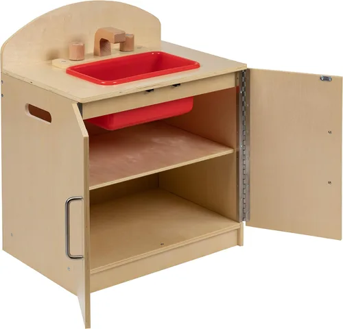 Vista 8 de Flash Furniture Hercules - Fregadero de cocina de madera para niños para uso comercial o doméstico, seguro, diseño apto para niños