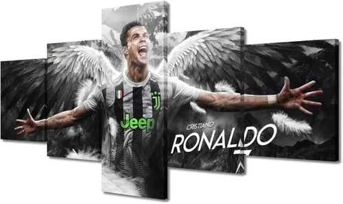 Vista 17 de TUMOVO Lienzo decorativo para pared, cuadro de Cristiano Ronaldo, cuadros de club de fútbol, impresiones en lienzo, póster de arte de pared, arte
