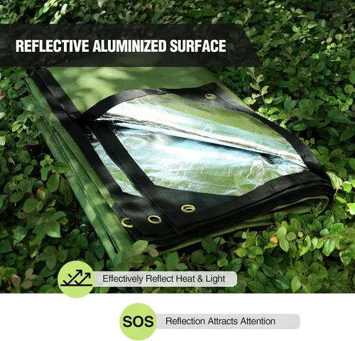 Vista 6 de Paquete de 2 mantas de supervivencia resistentes, lona térmica de emergencia impermeable, multiusos, reflectantes, aisladas, para todo