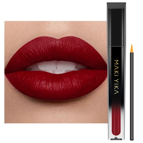 Vista 49 de MAKI YIKA Juego de 3 lápices labiales líquidos mate, color negro y rojo Negro/Rojo Oscuro/Desnudo
