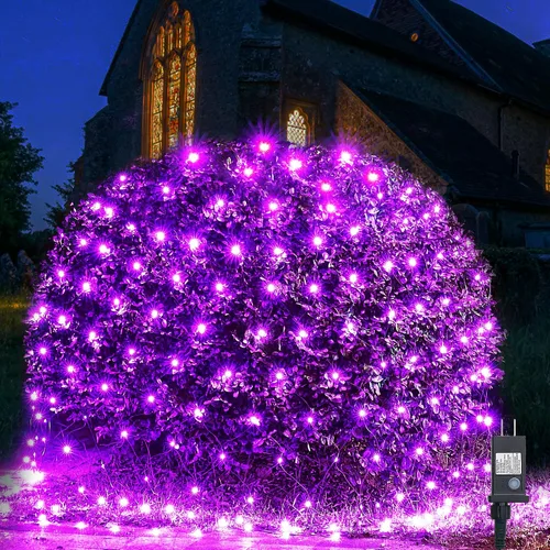 Vista 11 de WBao - Luces de Navidad, 200 LED de red de 8.4 x 5.2 pies, luz de malla para exteriores con 8 modos, temporizador, certificado UL, conectables