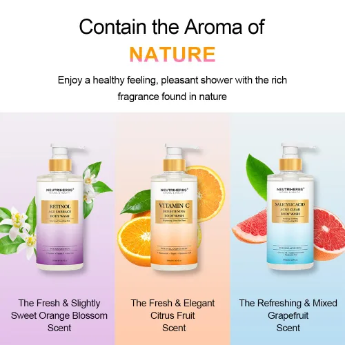 Vista 8 de Neutriherbs Gel de ducha iluminador para piel opaca y desigual, gel de ducha iluminador con vitamina C para mujeres y hombres, jabón de ducha diario