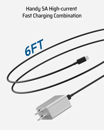 Vista 6 de CUKTECH Bloque de cargador de 65 W, cargador de pared USB C de un puerto, compacto y plegable, adaptador de corriente de carga rápida para iPhone